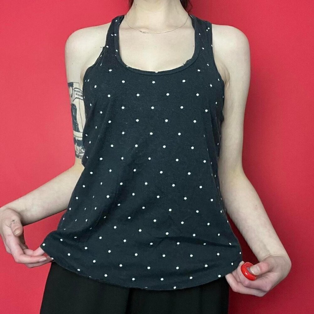 Black and white polkadot tank top
